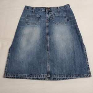 Vintage Y2K 90's Abercrombie & Fitch Midi Slit Hem Denim Skirt Size 4 Retro Chic
